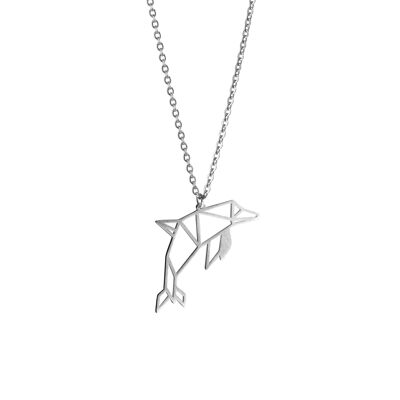 Dolphin Silver Origami Necklace