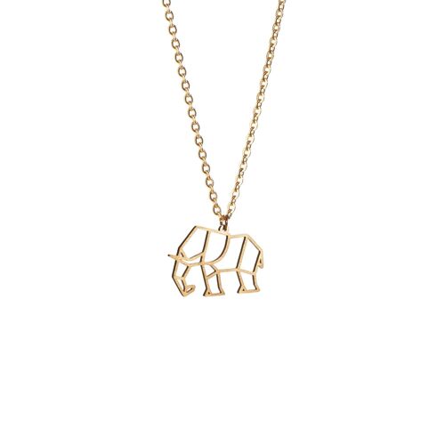 Elephant Gold Origami Necklace