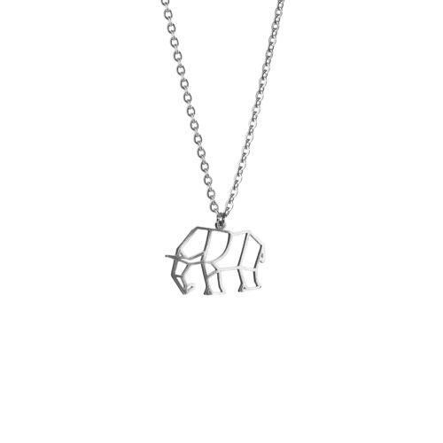 Elephant Silver Origami Necklace