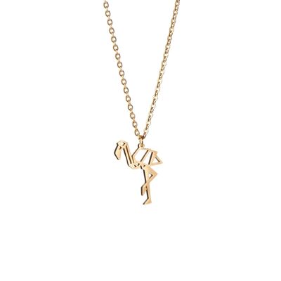 Flamingo Gold Origami Necklace
