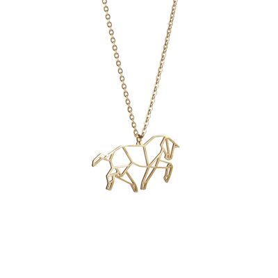 Horse Gold Origami Necklace