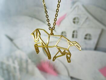 Collier Origami Cheval Or 2