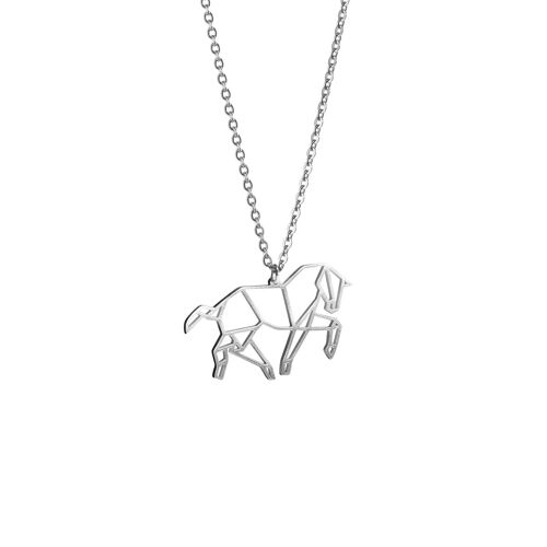 Horse Silver Origami Necklace