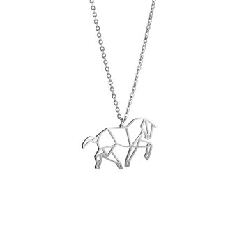 Collier Origami Cheval Argent 1