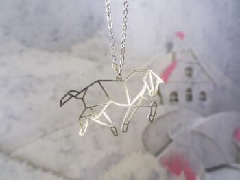 Collier Origami Cheval Argent 3