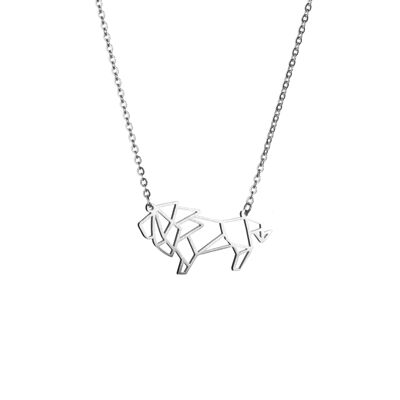 Lion Silver Origami Necklace