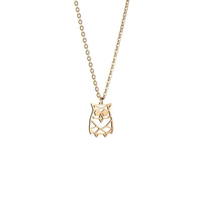 Collier Origami Hibou Or