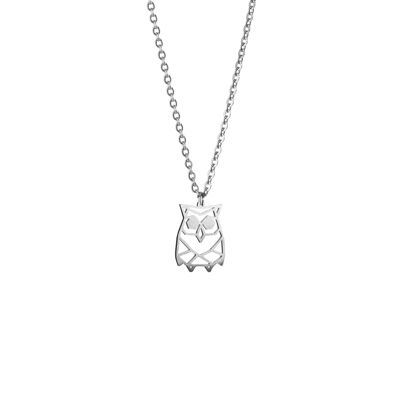 Owl Silver Origami Necklace