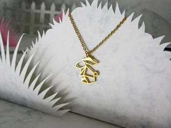 Collier Origami Lapin Or 3