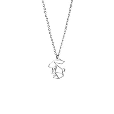 Rabbit Silver Origami Necklace