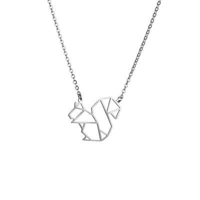 Squirrel Silver Origami Necklace