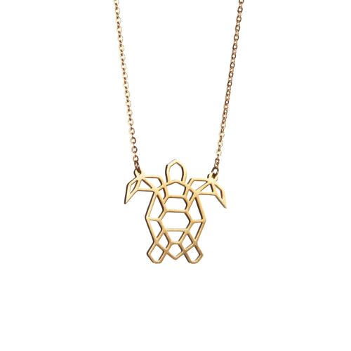 Turtle Gold Origami Necklace