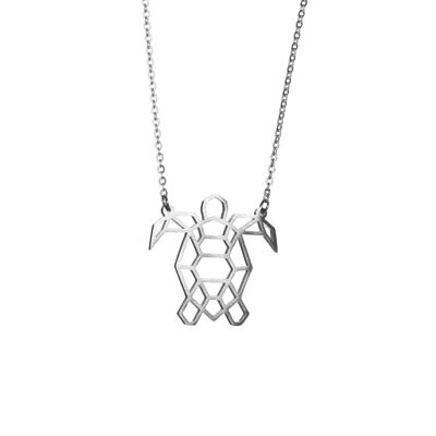 Collier Origami Tortue Argent