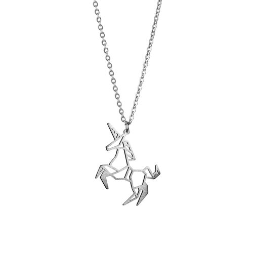 Unicorn Silver Origami Necklace