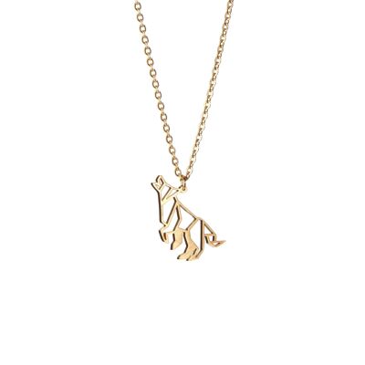 Wolf Gold Origami Necklace