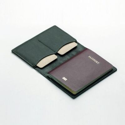 Leather passport holder - Slate gray