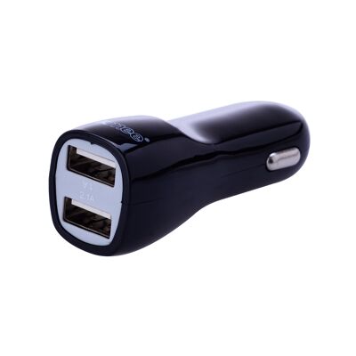 Caricabatterie 2 porte USB 2A per presa accendisigari Nero