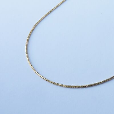 Balken-Halskette aus Gold – 56 cm lange Popcorn-Schichtkette aus Gold-Vermeil