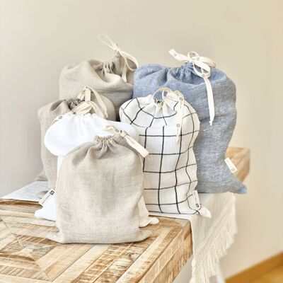 Linen Bread Bags - Reusable Linen Bags - Linen Storage Bags