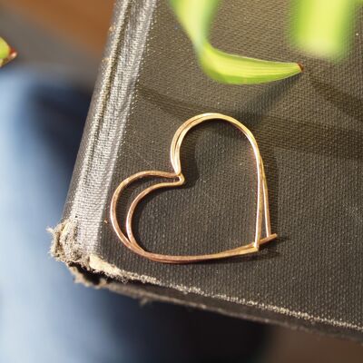 Joyas para el día de San Valentín, aro en forma de corazón, enhebrador de oreja, aros medianos, relleno de oro rosa