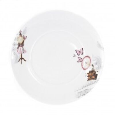 SYMPHONIE DES PAPILLONS Assiette plate dessert 21 cm en porcelaine