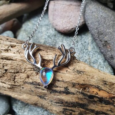 Stag Moonstone Necklace with Antlers | 925 Silver