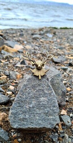 Gold Plated Stag Scottish Statement Brooch