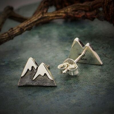 Delicate Sterling Silver Snow Cap Mountain Earrings Active
