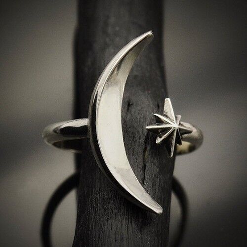 Adjustable Moon & Star Ring | 925 Silver