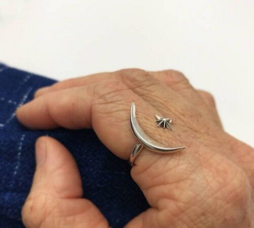 Anello Con Mezzaluna E Stella In Zirconia Cubica, Argento - Foto 7