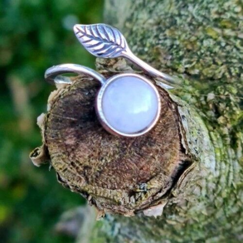 925 Sterling Silver Leaf Moonstone Ring