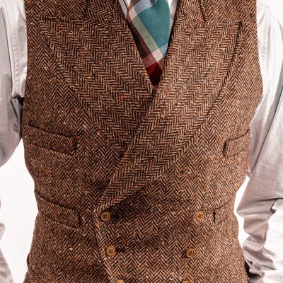 Brown Donegal Double Breasted Waistcoat