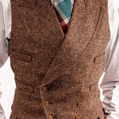 Brown Donegal Double Breasted Waistcoat