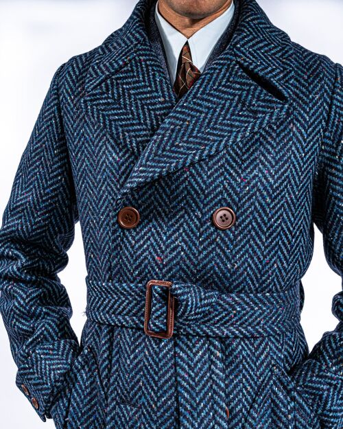 Navy and Teal Donegal Ulster Coat