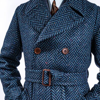 Navy and Teal Donegal Ulster Coat
