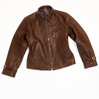 Veste en cuir marron 33