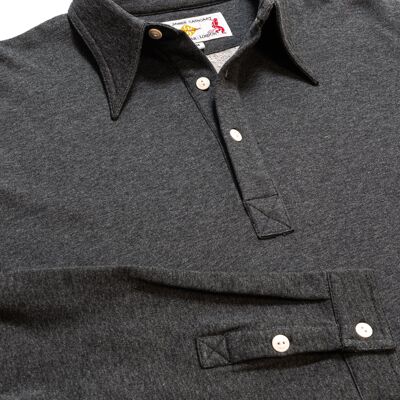 Anthrazitfarbenes Langarm-Poloshirt