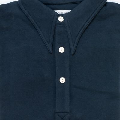 Marineblaues Langarm-Poloshirt