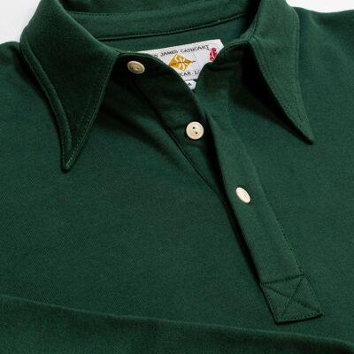 Flaschengrünes Langarm-Poloshirt