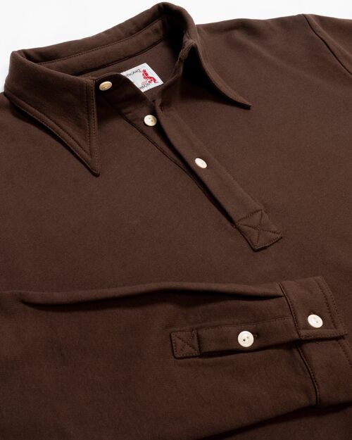 Brown Long Sleeve Polo Shirt