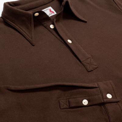 Braunes Langarm-Poloshirt
