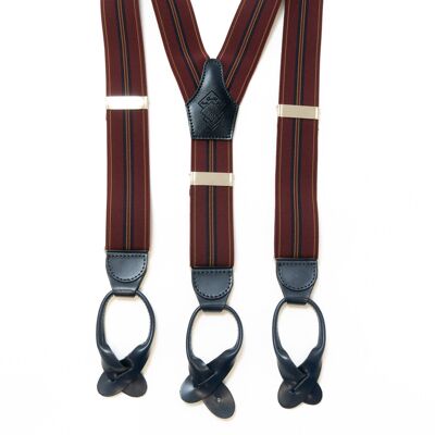 Burgundy and Gold Stripe Suspenders