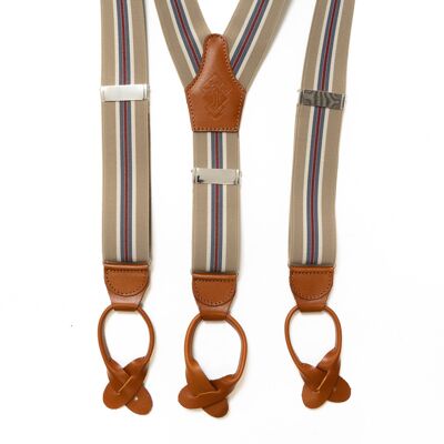 Tan and Claret Stripe Suspenders