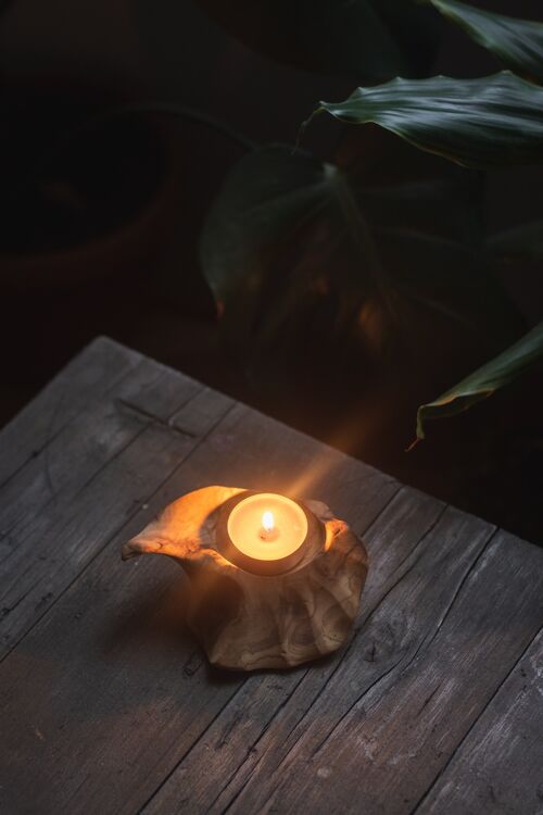 @EARTHWINDESIRE upcycled wood handmade candle holder_SMALL
