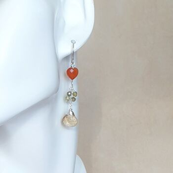 Citrine and Carnelian Silver Earrings 3