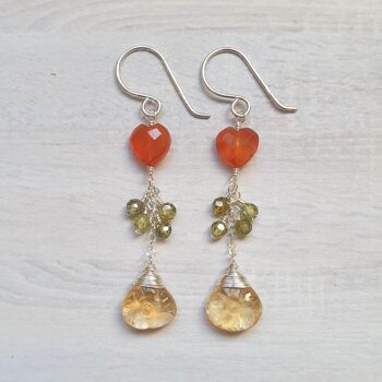 Citrine and Carnelian Silver Earrings 2