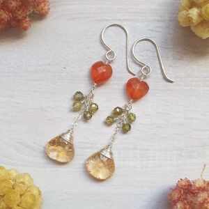 Citrine and Carnelian Silver Earrings