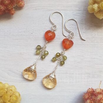 Citrine and Carnelian Silver Earrings 1