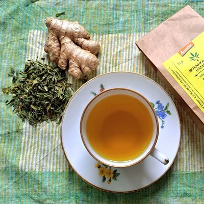 Biodynamic hemp tea with ginger