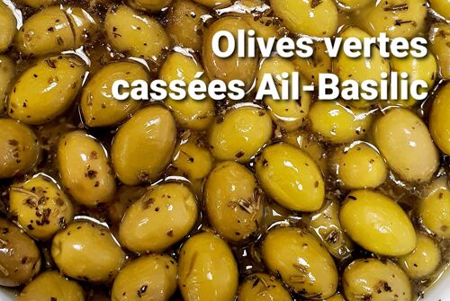 Olives à l'ail et au basilic pot verre 90 gr